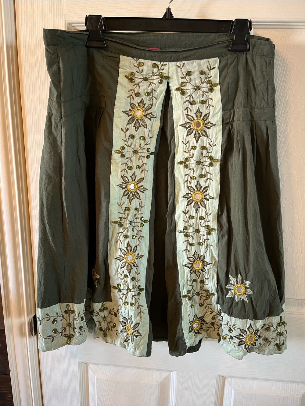Fashion Terminal Boho Embroidered Peasant Tiered Skirt XL